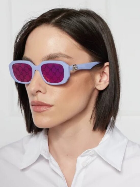 Gucci Women Sunglasses Violet Logo Pink Mirrored Geometric GG1535S 004 BRAND NEW main image 8